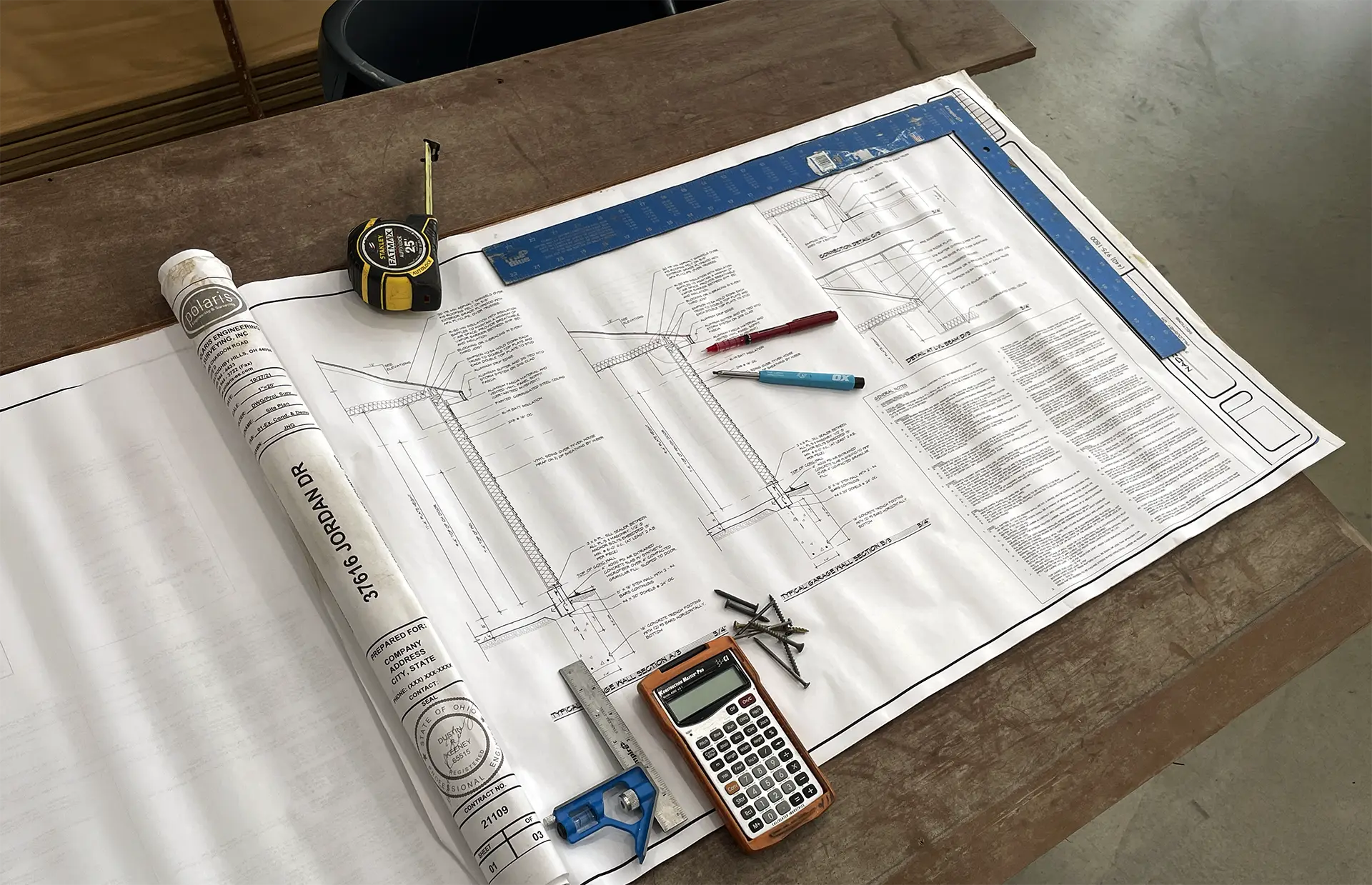 Blueprint plans for renovation project